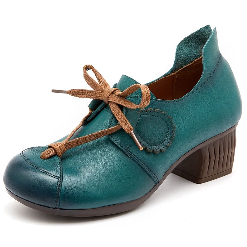 Retro Pumps Leather Comfortable Soft Handmade Women's Casual Shoes GCSZXC17 Touchy Style