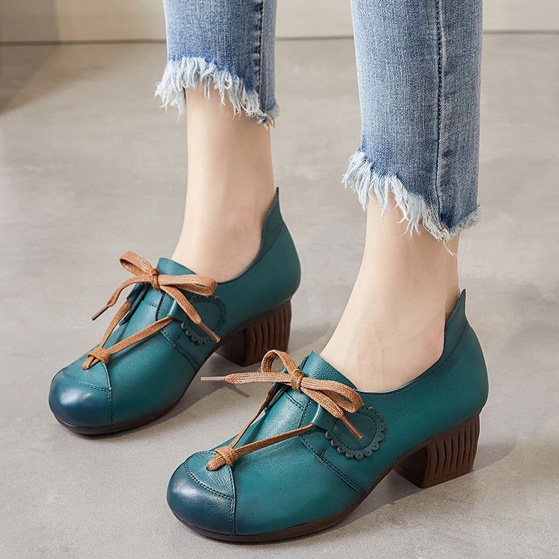 Retro Pumps Leather Comfortable Soft Handmade Women's Casual Shoes GCSZXC17 Touchy Style