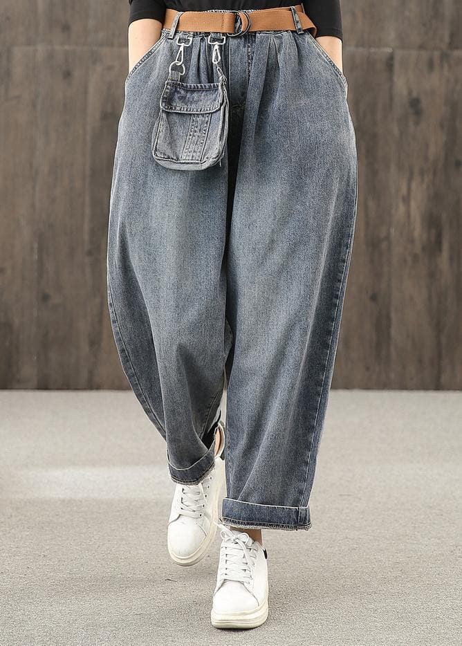 Retro denim blue autumn new trousers plus size harem pants LPTS200915