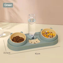 Double Cat Bowls with Water Bottle dylinoshop