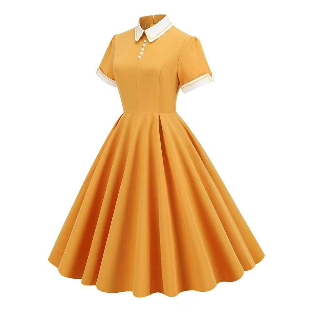 Women Retro Vintage Rockabilly Dress A Line Swing Dress dylinoshop