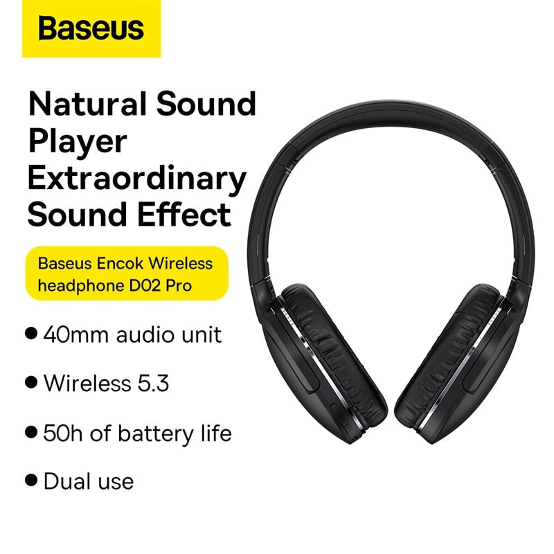 Baseus D02 Pro Wireless Headphones Bluetooth 5.3 dylinoshop