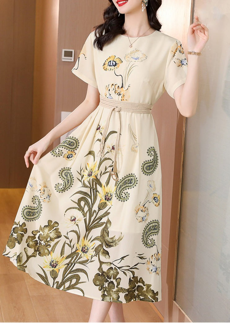 Women Runway French Slim Floral Vintage Elegant Casual Dress dylinoshop