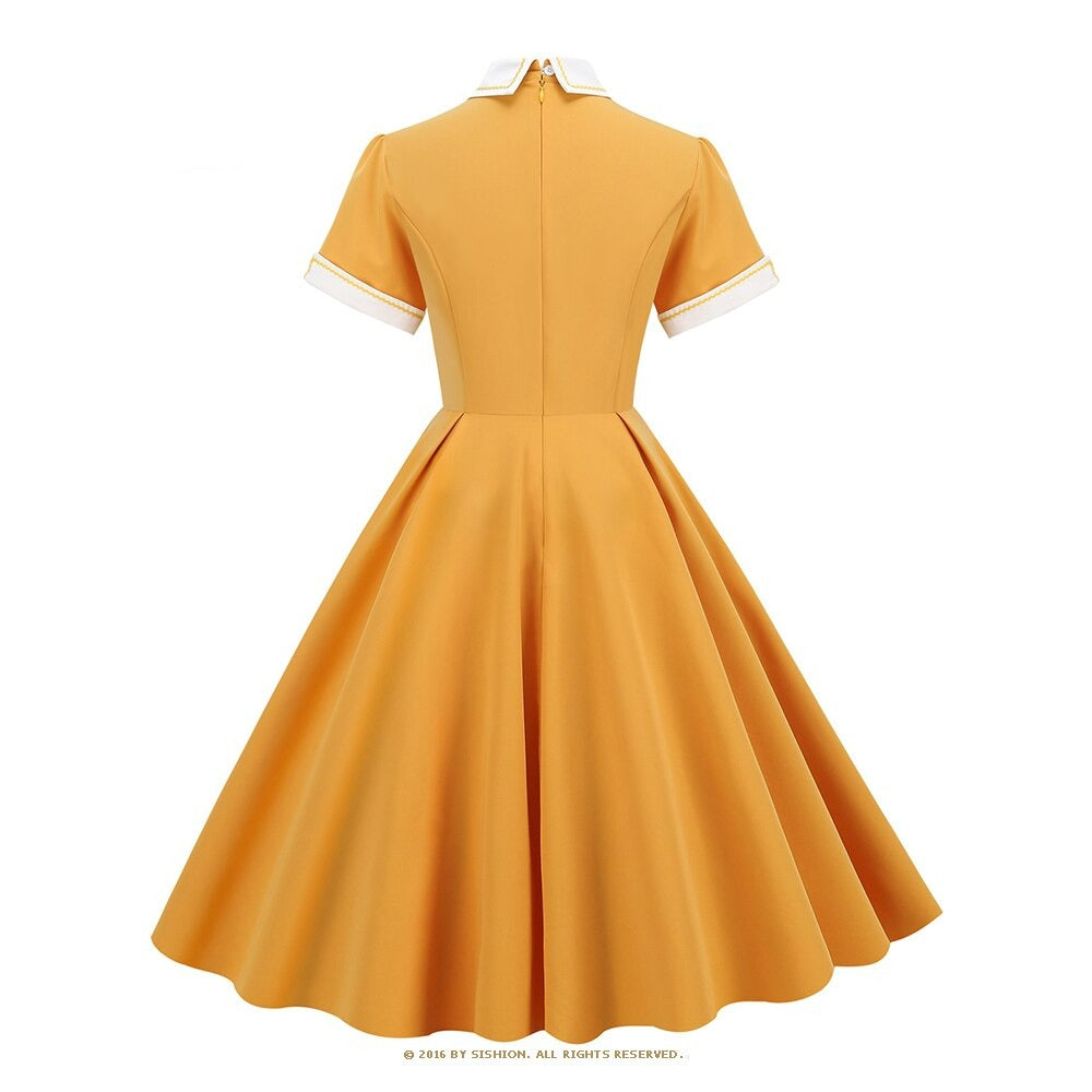 Women Retro Vintage Rockabilly Dress A Line Swing Dress dylinoshop