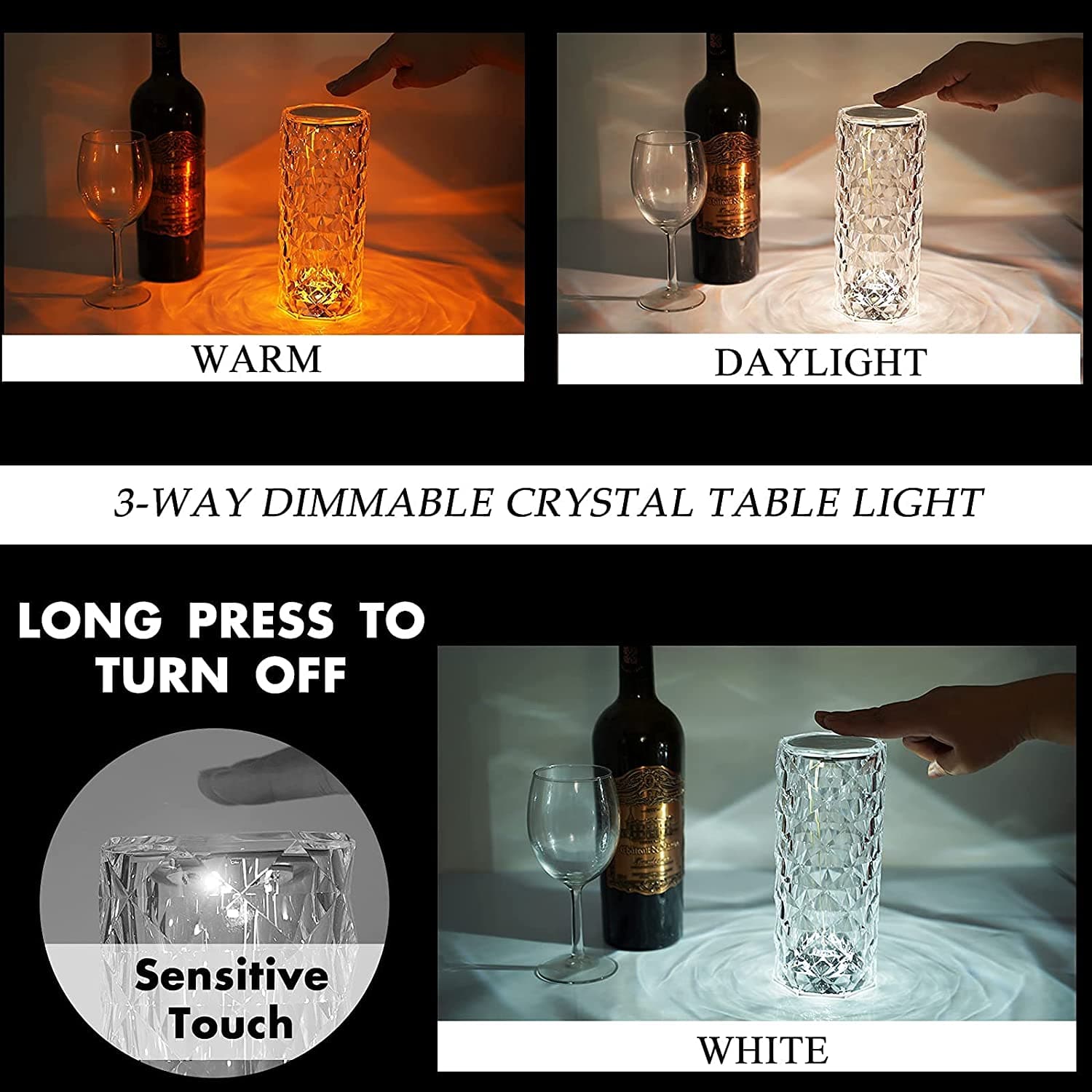 Touching Control Rose Crystal Lamp dylinoshop