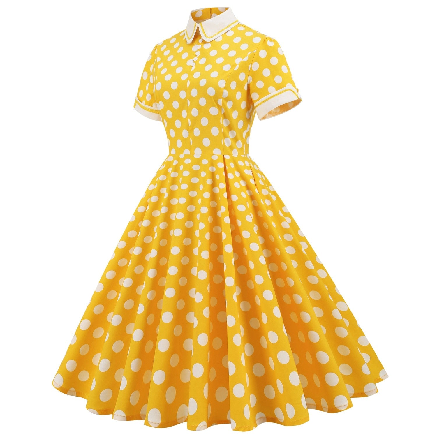 Women Retro Vintage Rockabilly Polka Dots A Line Swing Dresses dylinoshop