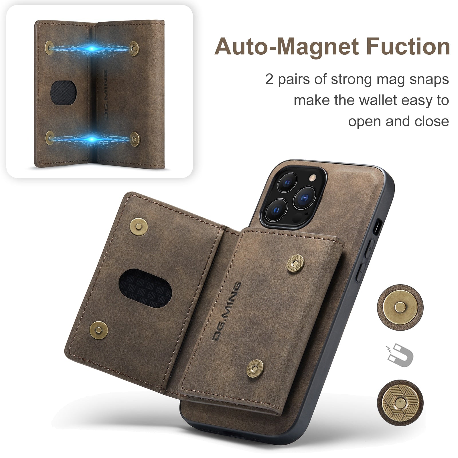 2 In 1 Detachable Magnetic Leather Case for iPhone dylinoshop