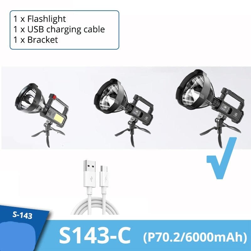 Rechargeable Handheld Spotlight Flashlight 90000 High Lumens dylinoshop