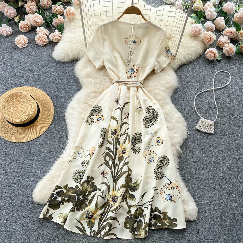 Women Runway French Slim Floral Vintage Elegant Casual Dress dylinoshop