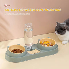 Double Cat Bowls with Water Bottle dylinoshop