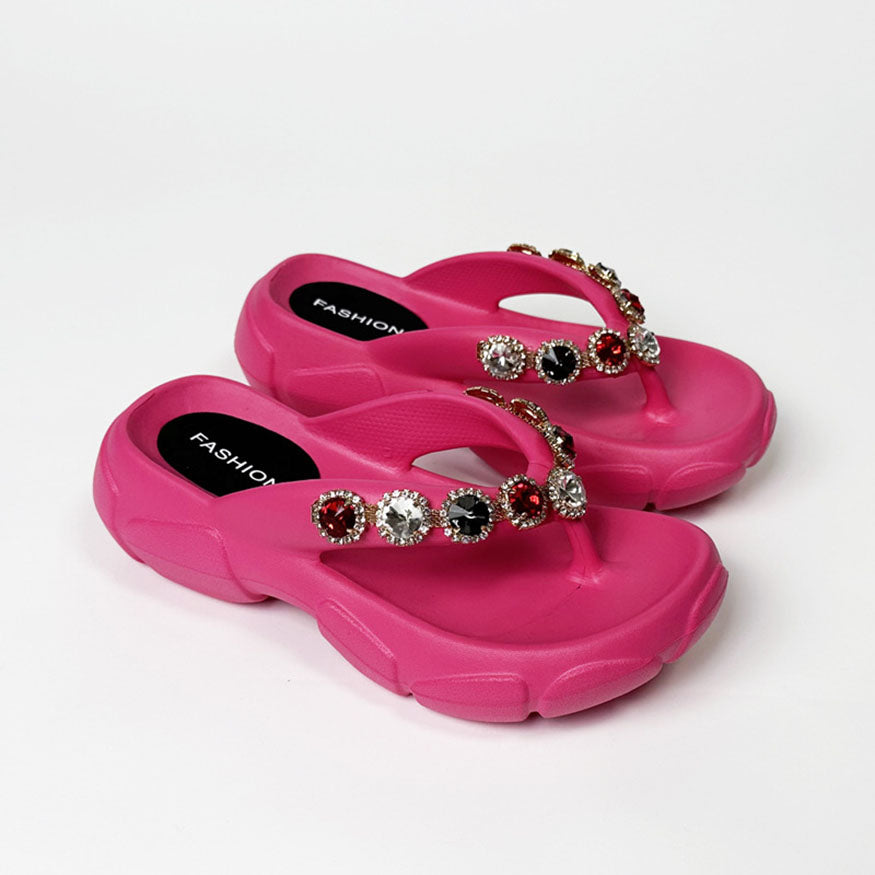 Stylish Rhinestone Decor Flip Flops dylioshop