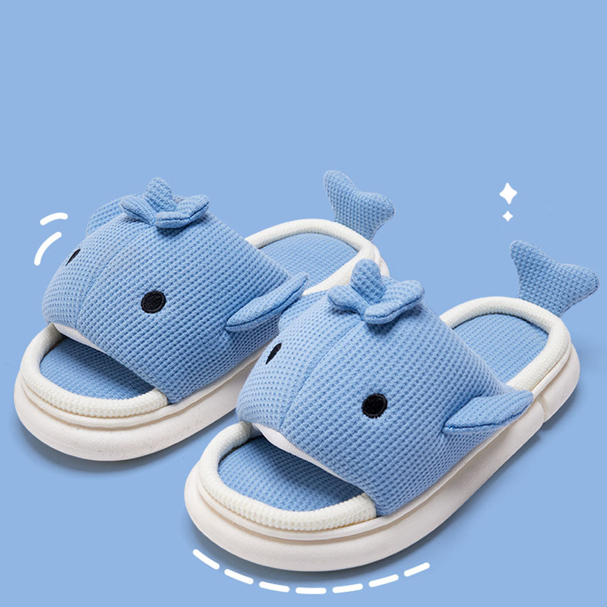 Whale Shaped Linen Slippers dylioshop