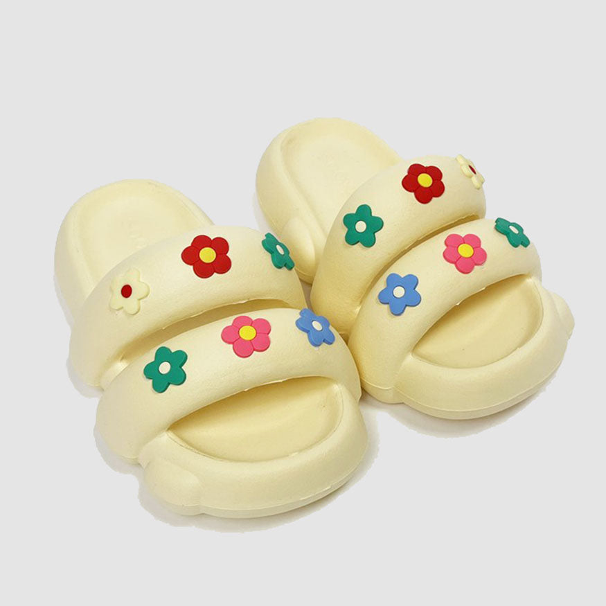 Double Strap Colorful Flower Slides dylioshop