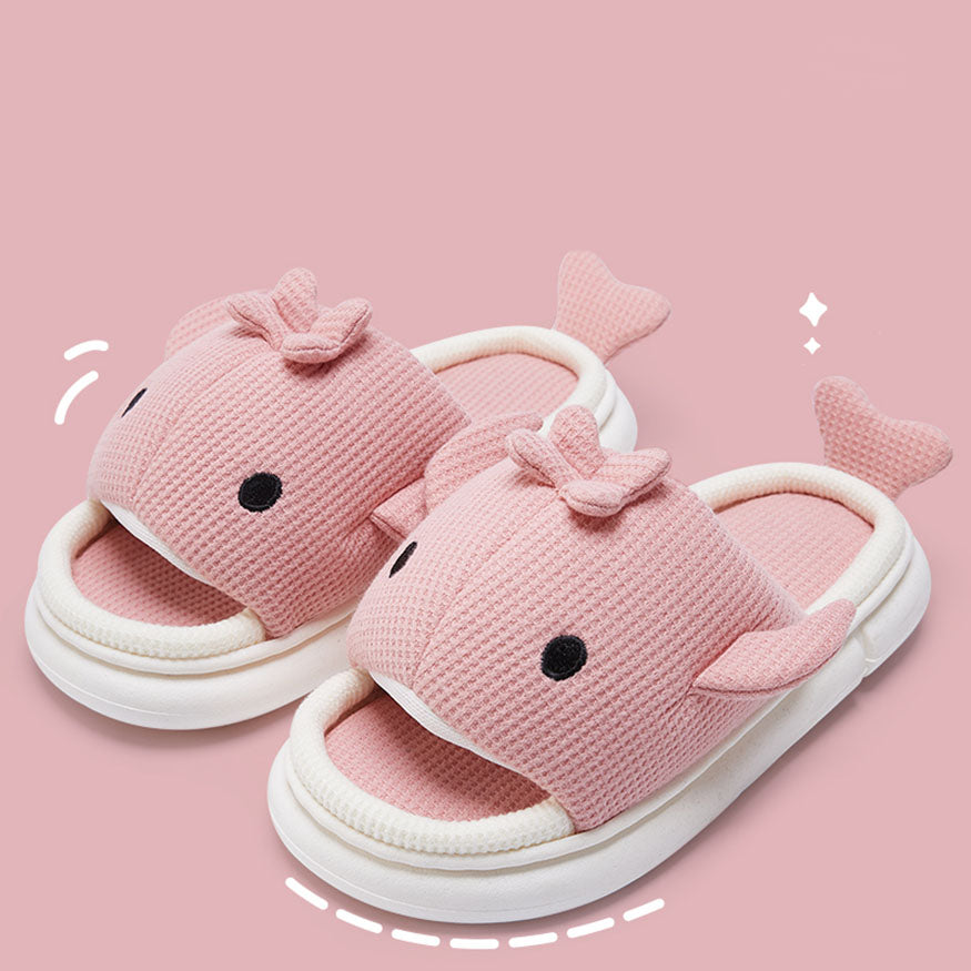 Whale Shaped Linen Slippers dylioshop