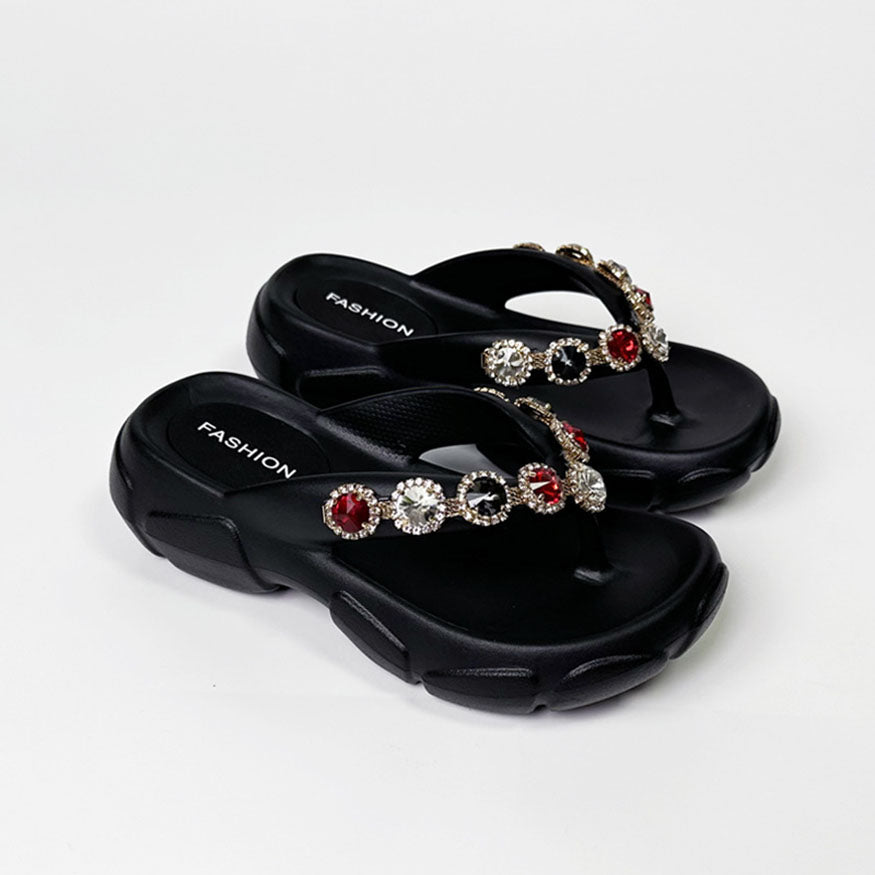 Stylish Rhinestone Decor Flip Flops dylioshop