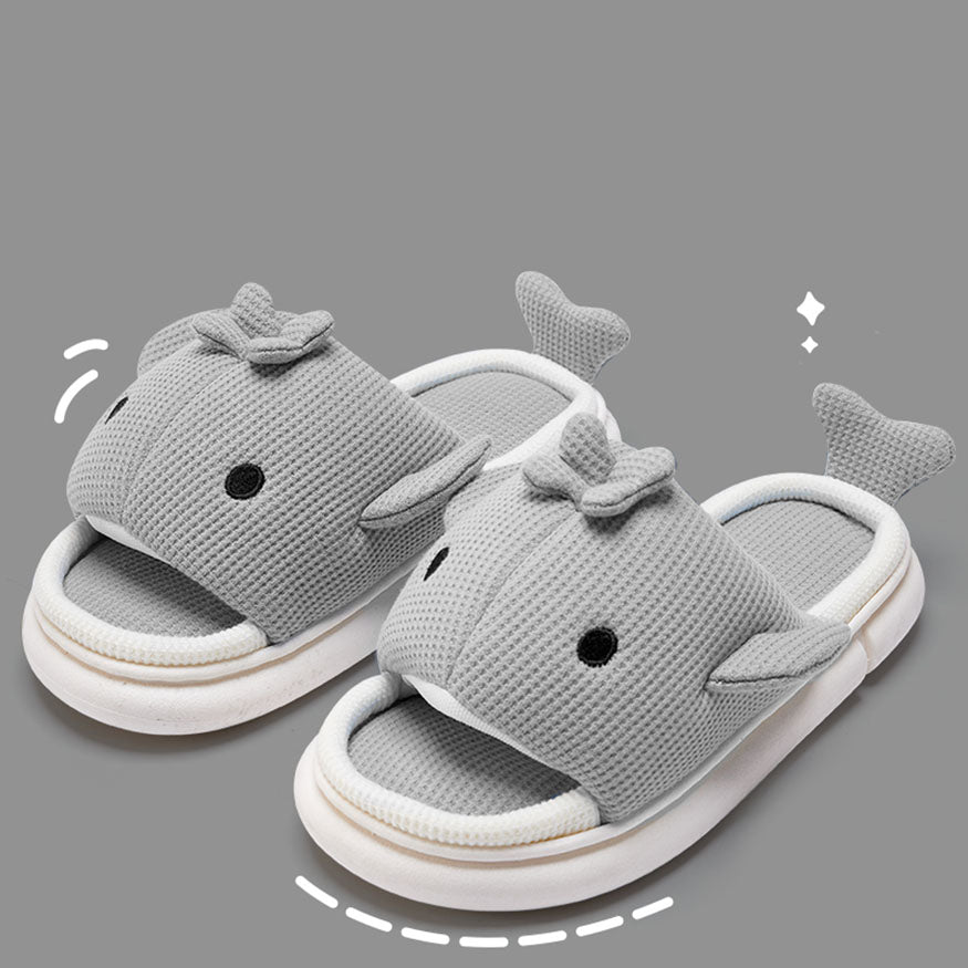 Whale Shaped Linen Slippers dylioshop