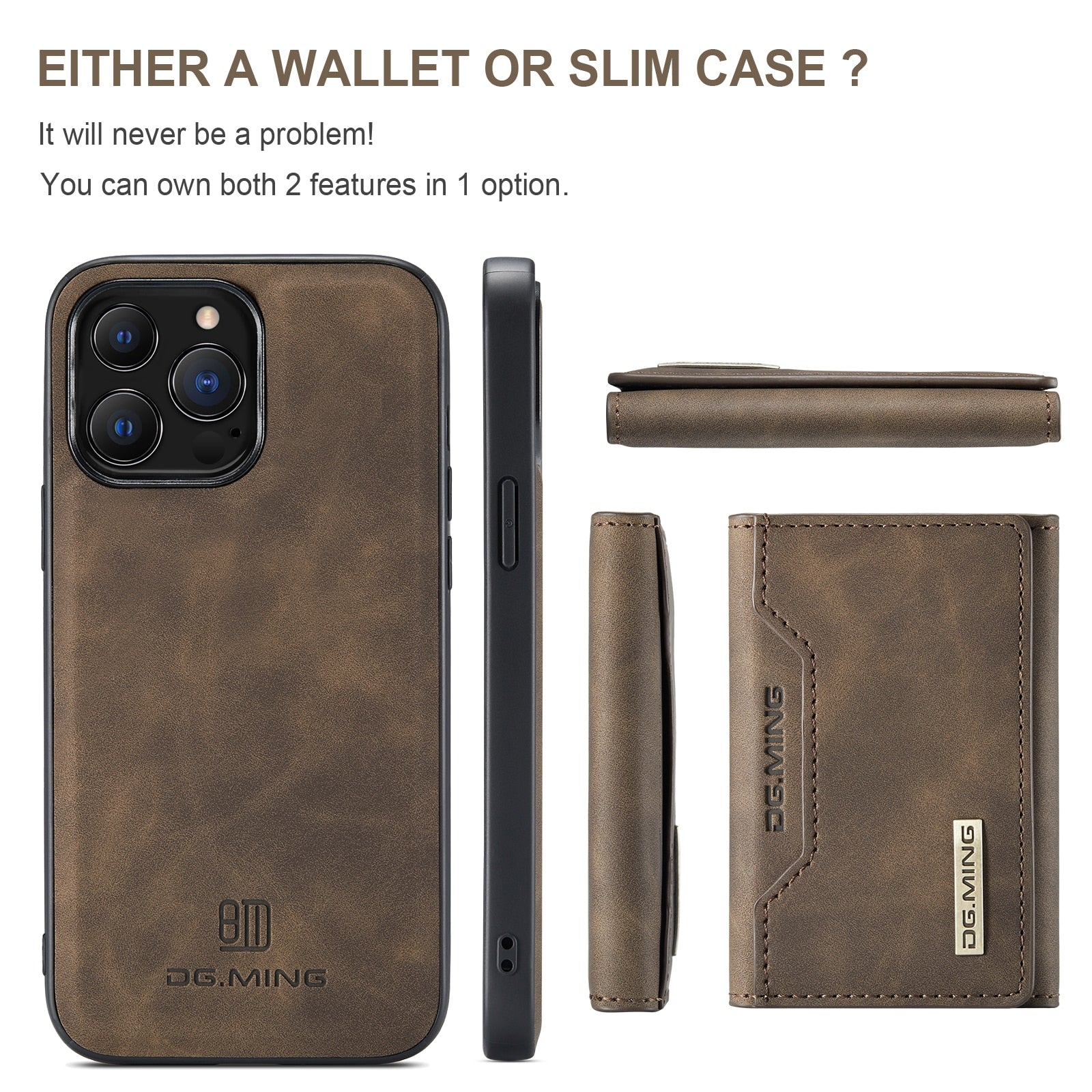 2 In 1 Detachable Magnetic Leather Case for iPhone dylinoshop