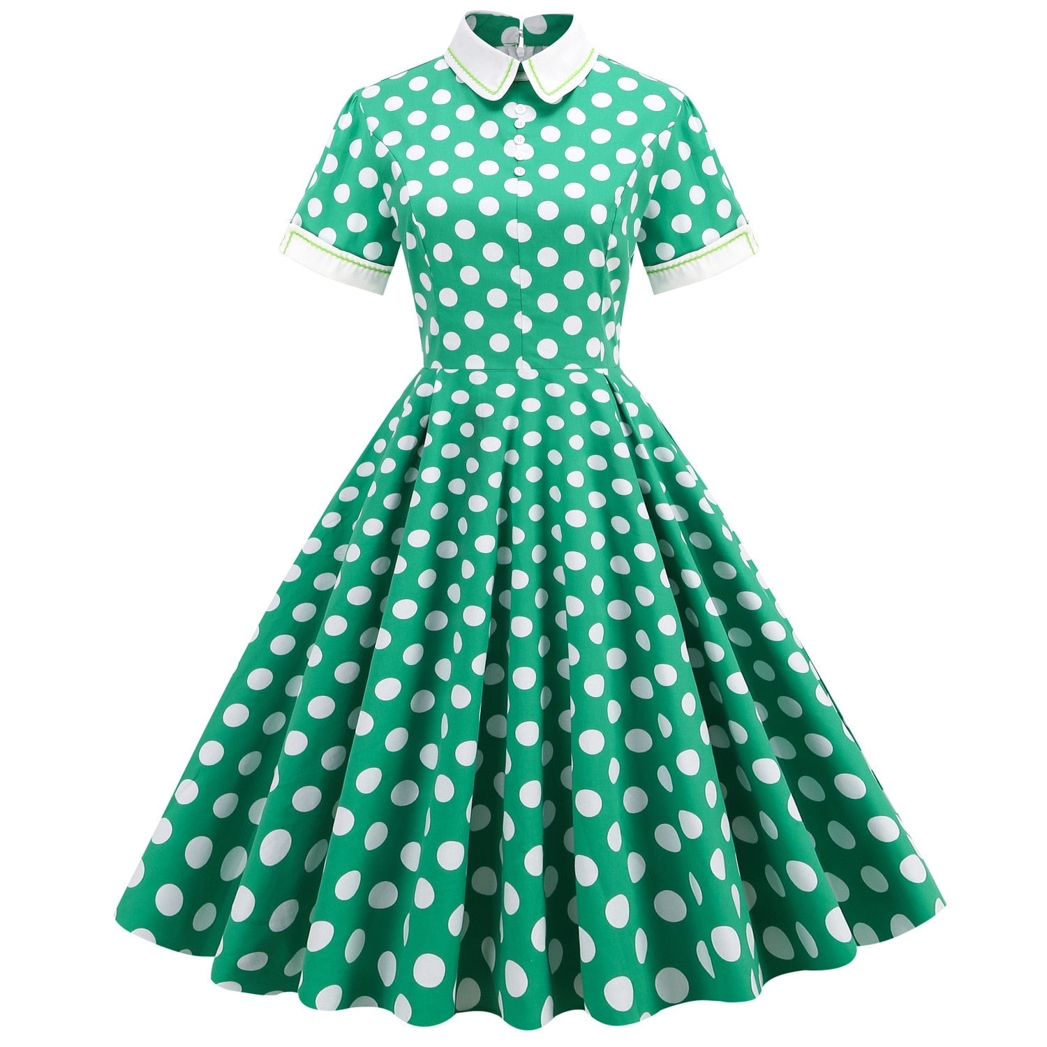 Women Retro Vintage Rockabilly Polka Dots A Line Swing Dresses dylinoshop