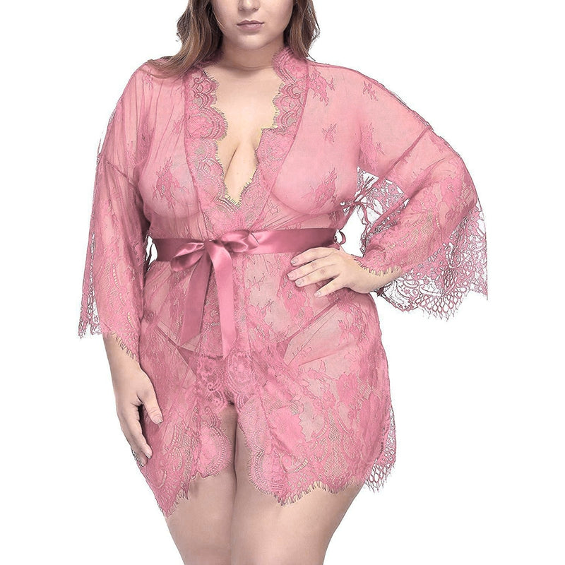 Bridesmaid See-though Plus Size Bath Robe Lingerie dylinoshop