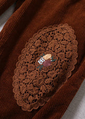 Simple Caramel Embroideried Pockets Corduroy Pants Winter BP-LPTS211203