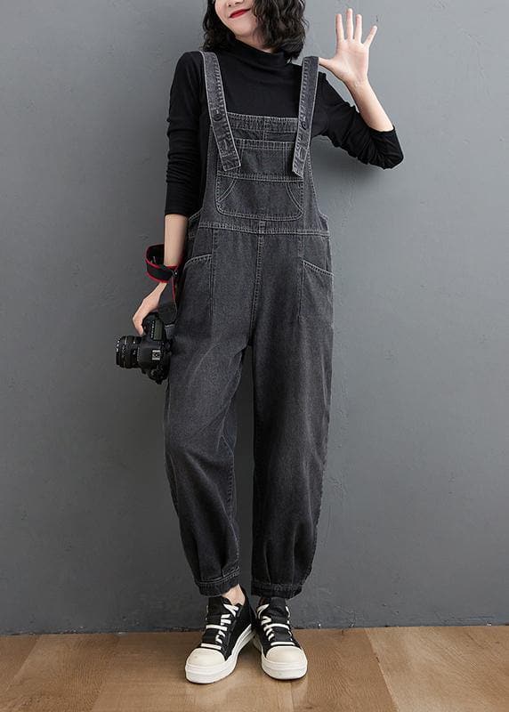 Simple Denim Black Casual Pants Unique Spring Jumpsuit Pants JPTS210124