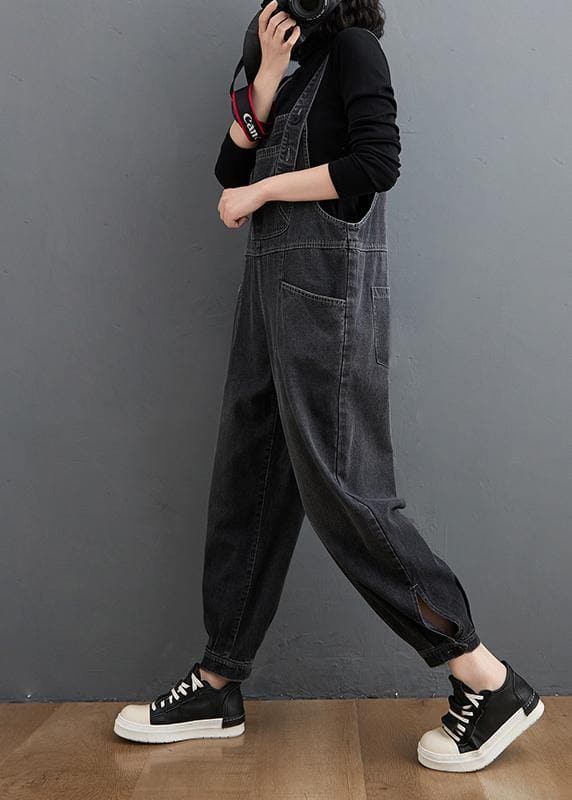 Simple Denim Black Casual Pants Unique Spring Jumpsuit Pants JPTS210124