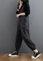 Simple Denim Black Casual Pants Unique Spring Jumpsuit Pants dylinoshop