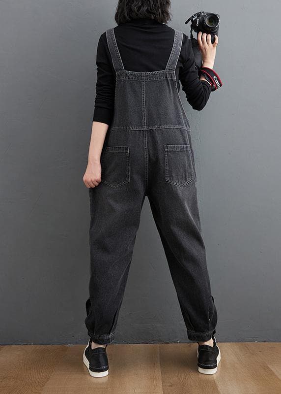 Simple Denim Black Casual Pants Unique Spring Jumpsuit Pants JPTS210124