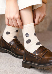 Simple Embroidery Print Cotton Mid Calf Socks dylinoshop