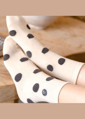 Simple Embroidery Print Cotton Mid Calf Socks dylinoshop