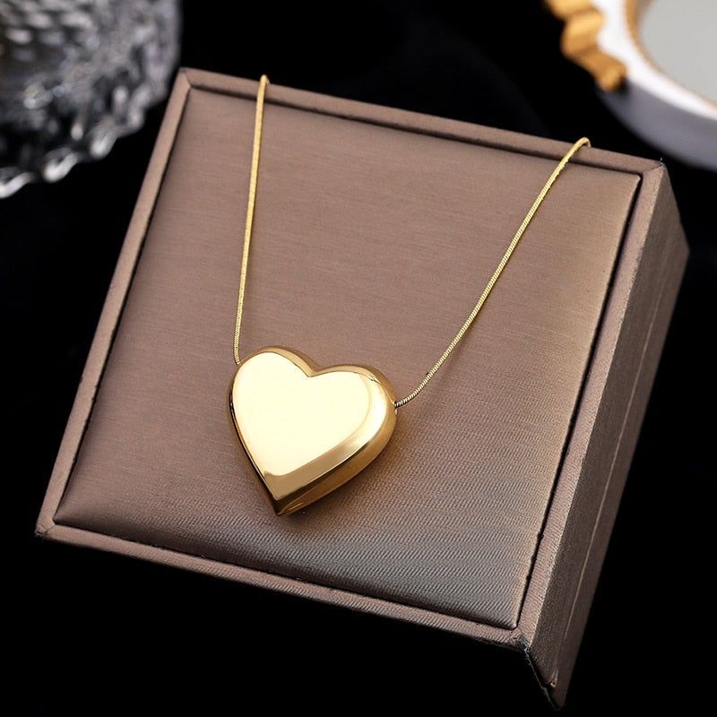 Simple Metal Heart Necklaces Charm Jewelry NCJSO3 Touchy Style