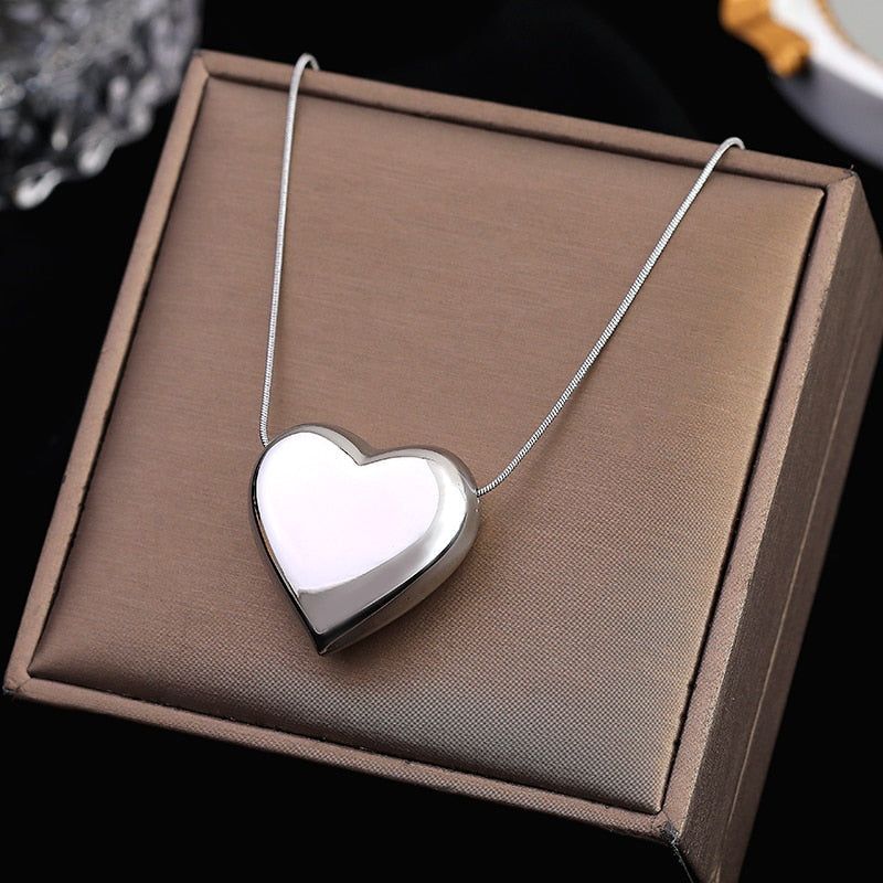 Simple Metal Heart Necklaces Charm Jewelry NCJSO3 Touchy Style