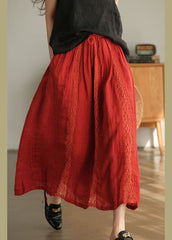 Simple Red lace Patchwork Linen Skirt Spring GK-SKTS220208