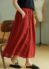 Simple Red lace Patchwork Linen Skirt Spring GK-SKTS220208