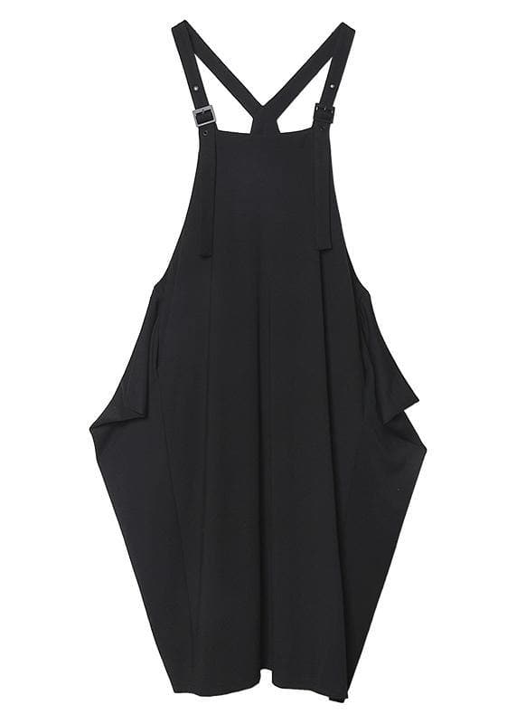 Simple Spaghetti Strap asymmetric spring Tunics Wardrobes black Dress AT-SDM201228