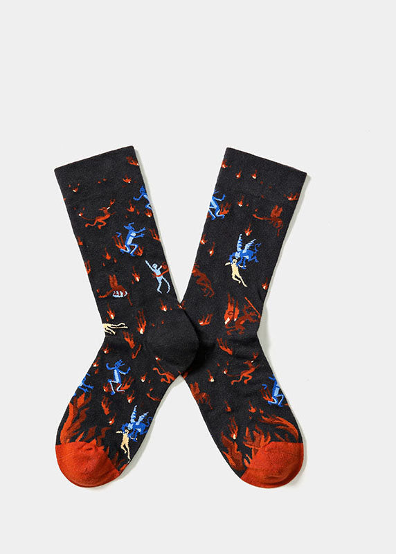 Simple Sports Street Print Cotton Crew Socks dylinoshop