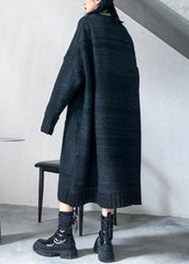 Simple big pockets Sweater fall dress DIY black Tejidos knitted dress AT-NSD191113