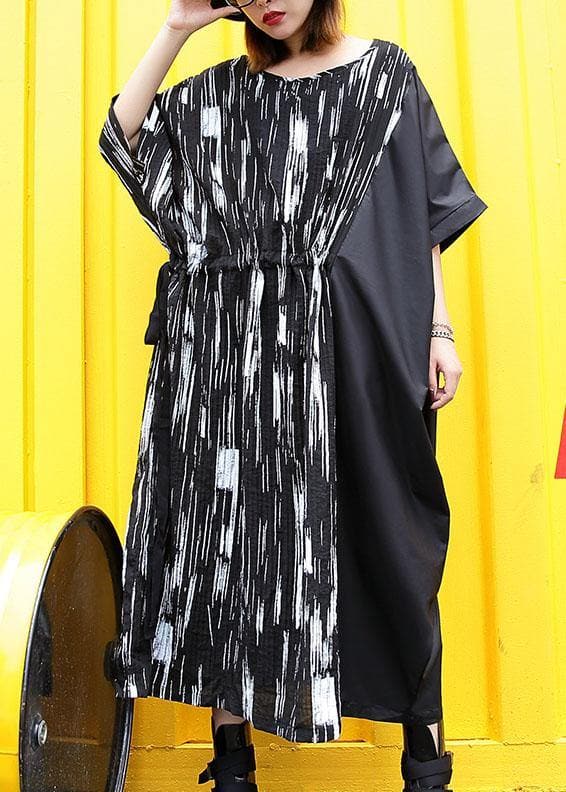 Simple black cotton clothes For Women patchwork long summer Dress AT-SDL190717