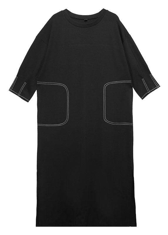 Simple black cotton clothes For Women side open Traveling fall Dresses AT-FDL190903