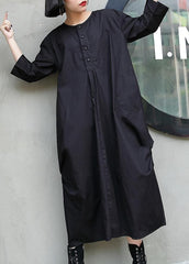 Simple black cotton quilting dresses o neck Cinched Maxi summer Dresses AT-SDL190411