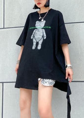 Simple black print cotton clothes o neck Dresses top AT-STP200508