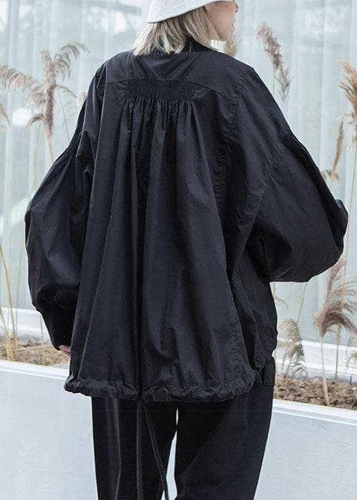 Simple drawstring hem fine Long coats black oversized outwear fall AT-CTS190923