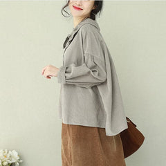 Simple gray clothes For Women Indian pattern Ruffles Dresses tops LTP190129