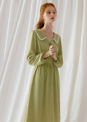 Simple green blended Wardrobes Peter pan Collar Dresses fall Dress FDL190830