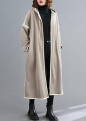 Simple striped  tunic coats Outfits hooded patchwork coat TCT201119