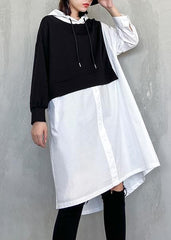 Simple white clothes Women hooded patchwork Dresses AT-LTP200812