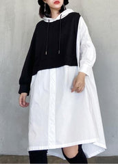 Simple white clothes Women hooded patchwork Dresses AT-LTP200812