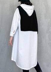 Simple white clothes Women hooded patchwork Dresses AT-LTP200812