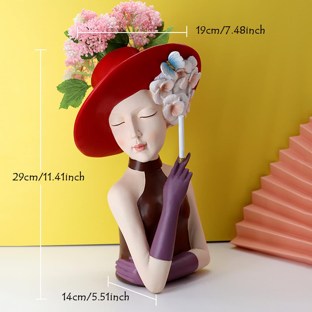 Modern Girl Thinking Statue Flower Vase Feajoy