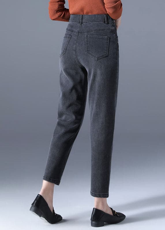 Slim Fit Black High Waist Zip Up Pockets Wrap Cotton Denim Pants Summer nz-CPTS220519